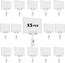 Plastic Sign Holder Clip 15 Pack Double Head Rotating Clip On POP Swivel Sign