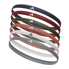adidas Hairband Set - 6 Thin - One Size, Grey, White, Clay, Olive, Red, Navy 