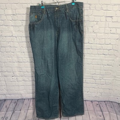 Roca Wear Mens Straight Fit Jenas Medium Wash Size 40 Graphic Grunge Streetwear