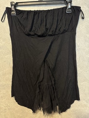 Nwt Bebe Jersey Ruched Tube Top Open Front Flowy Medium Y2K vibes Black Medium 