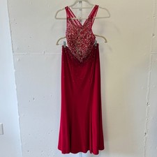 Alyce Paris Red Beaded 2-Piece Prom Dress Set Mermaid Gown Size 4 Formal Event