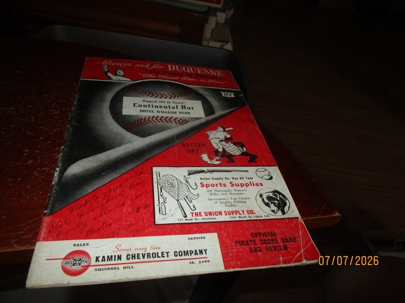 Rare April 20, 1948 Pittsburgh Pirates Opening Day Baseball Program Chicago Cubs