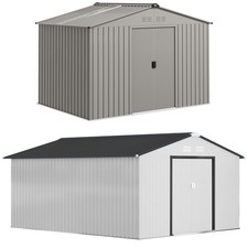 Outsunny Casetta da Giardino in Acciaio con Doppia Porta Scorrevole