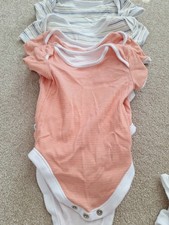 4 Short Sleeve Baby Grow Various Strip Patterns 100% Cotton