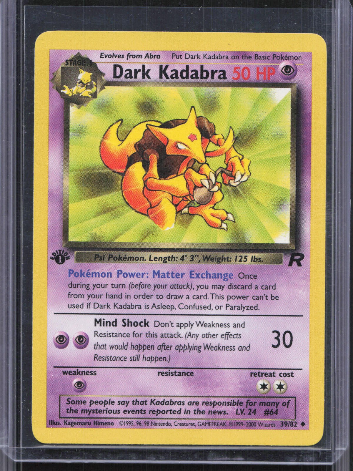 Dark Kadabra Uncommon Team Rocket 39/82 NM