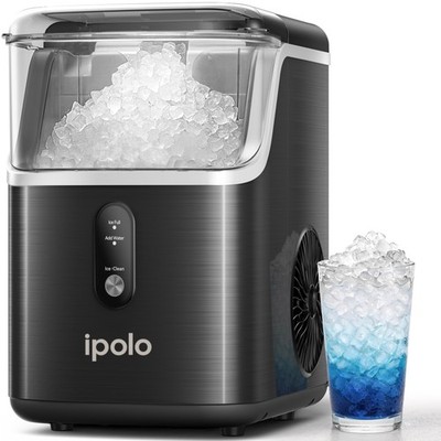 Nugget Ice Maker Countertop: 33lb/Day, Self-Cleaning, Black Stainless Steel, ...
