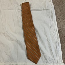 Miller Brothers Ltd Orange Geometric Neck Tie Silk Made in USA