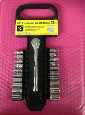 OLYMPIA 1/4'' drive 21pc CAMLOCK DESIGN Socket Set Met/Sae 09-901
