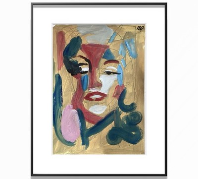 PDQ Artist Original Painting  Cubism Face Impressionism Acrylic 15x11 Paper Art