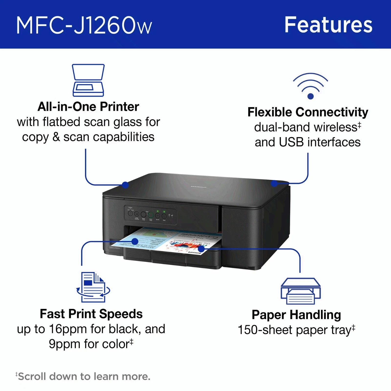 Brother Work Smart MFC-J1260W Wireless Color Inkjet All-in-One Printer - product detail image 3