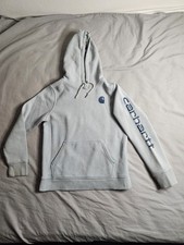 Carhartt Clarksburg Spellout Hoodie Sweatshirt Womens Medium Relaxed Blue 102791