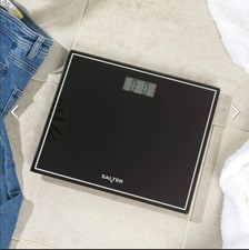 Image of Salter Glass Compact Electronic Digital Bathroom Scale Easy Read Toughened White