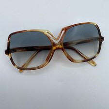 VTG 70s 80s Renauld Oversized Square Sunglasses Brown Tortoise Cutout Blue Lens