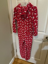 Vineyard Vines One Piece Pajamas Hooded Fleece Red Holiday Whale Youth Size M