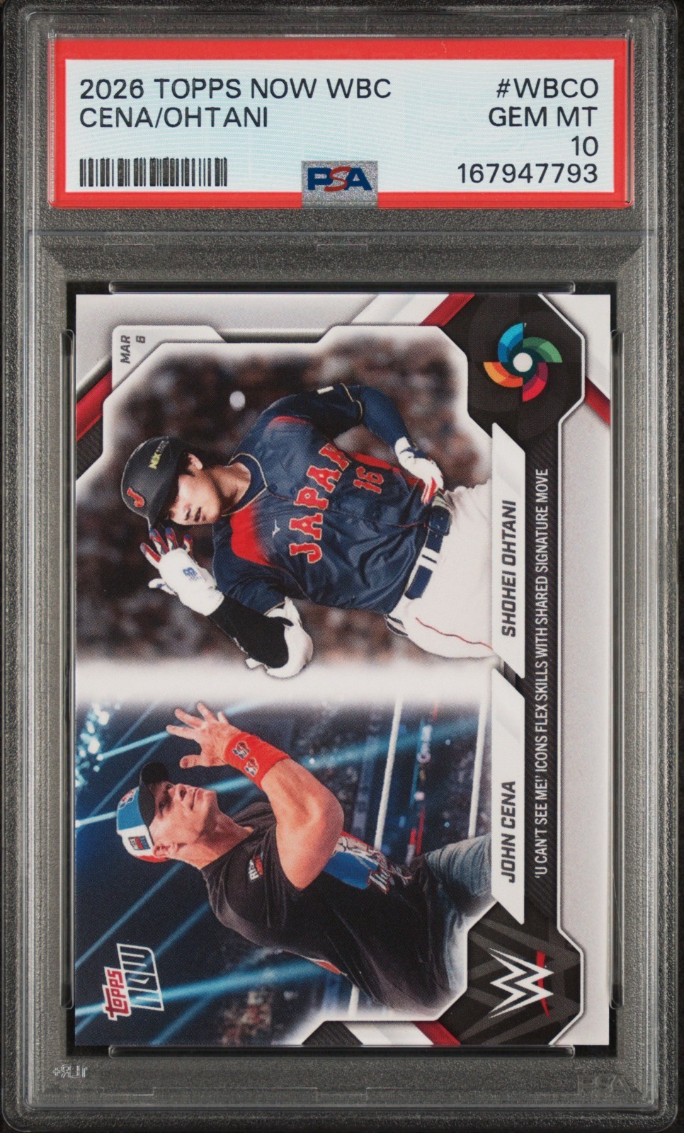 2026 TOPPS NOW WORLD BASEBALL CLASSIC #WBCO JOHN CENA SHOHEI OHTANI PSA 10