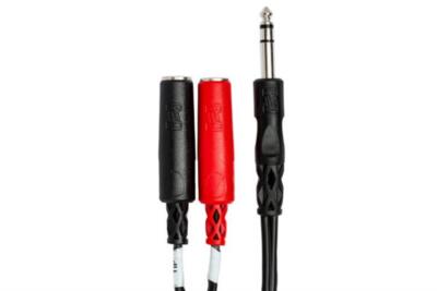 Hosa YPP-117 Stereo Breakout Cable, 1/4'' TRS to Dual 1/4'' TSF - 6''