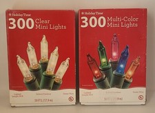 Holiday Time 300 Clear & 300 Multi Color Mini Lights Green Wire