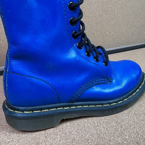 Stivali Dr Martens 1460 in vernice blu royal taglia donna 5/EU 36 - Foto 3 di 9