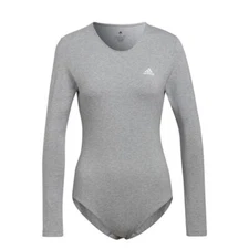 Adidas Gray Teddy Long Sleeve Bodysuit NWT Women’s Size L 