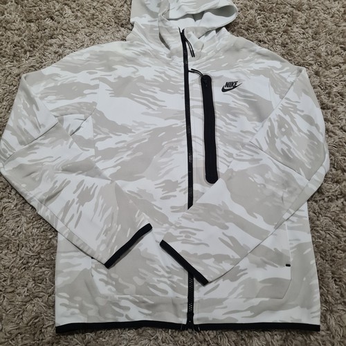 Nike Hoodie Herren Small Weiß Camouflage Tech Fleece Sweatshirt Swoosh Camo Creme - Bild 5 von 13