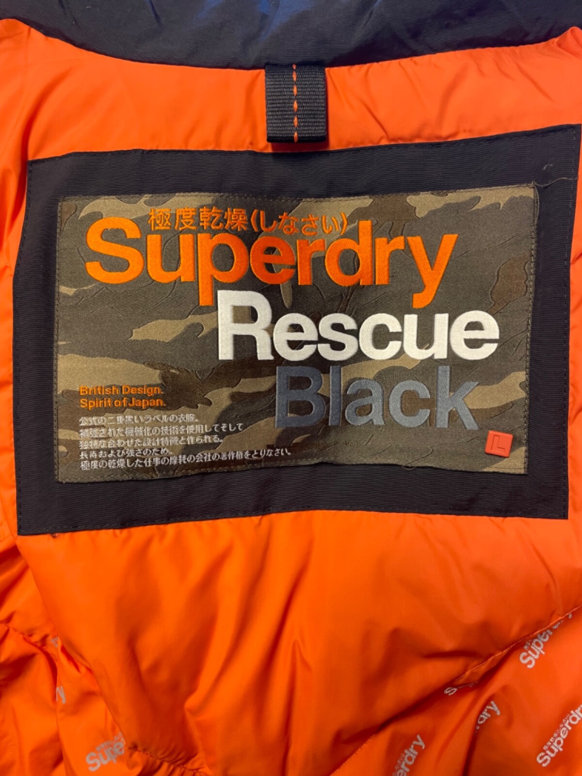 SUPERDRY RESCUE  BLACK WITH DOWN & FEATHER PADDING HOODED JACKET SIZE L image 7
