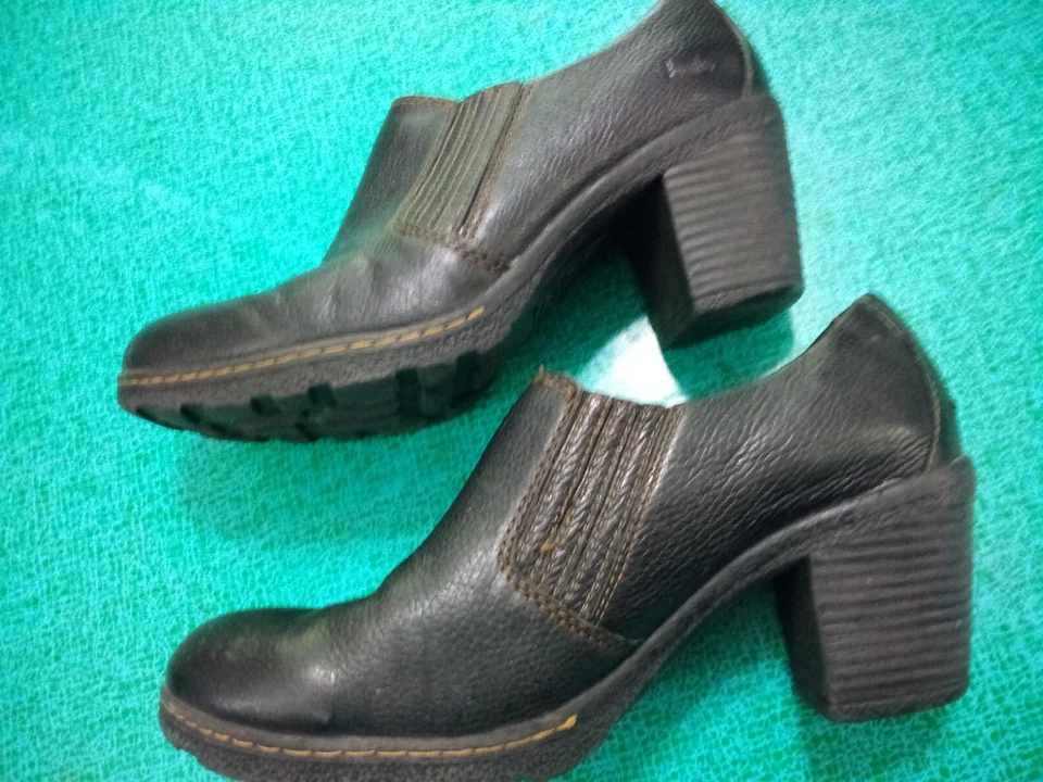 Tamancos Bolo Shoes Feminino 7.5 Casual Conforto Slip On Wedge Couro Preto - Imagem 2 de 4