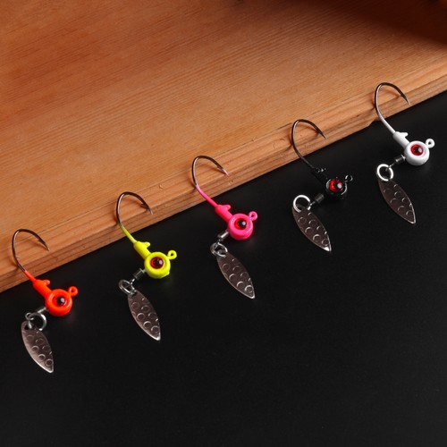 Fishing Jig Head Hook With Willow Blade, 16pcs Swimbaits Weighted Spin Head Jig With Spinner For Bass Fishing 1 4oz 3 8oz 1 2oz