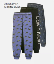 Calvin Klein BOYS Sleep Pants 2PK DINO LIGHTNING BOLT BLUE ONLY S NWT