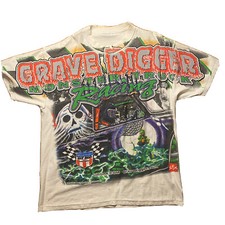 VTG Grave Digger Nascar Chase Authentics Test Print Shirt L AOP 4-sided RARE