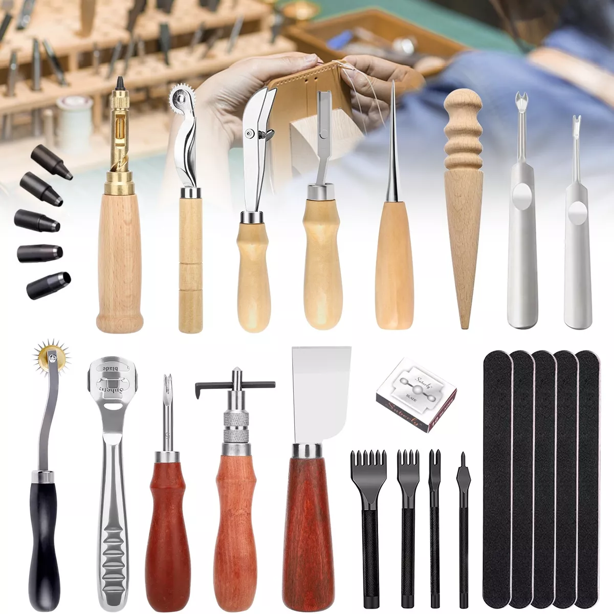 Leather Working Tools Kits Leather Craft Sewing DIY Hand Stitching