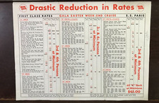 PACQUEBOT VAPOR BARCO "PARÍS" ~ DRÁSTICA REDUCCIÓN DE TARIFAS ~ LISTA DE PRECIOS DE 1933