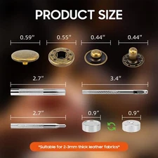 Kit de cierres a presión de cuero, kits de acero inoxidable de 15 mm