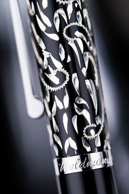 Waldmann Rollerball Xetra Vienna – Füllhalter Mit Wiener Handgravur, Sterling Silber & Schwarzer Lackierung