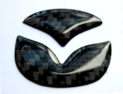 Carbon Fiber Steering Wheel Logo Cover Trim Fit for Mazda2 Maxx DJ 2015-2018