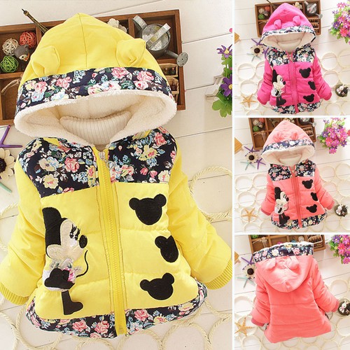 Toddler Baby Kids Girls Mickey Minnie Mouse Coat Winter Parka Jacket Top Outwear - Picture 8 of 19