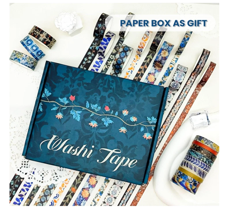 Juego de Cinta Washi Floral, 56 Rollos Cinta Adhesiva Decorativa para Revistas y Manualidades Foto 3 de 4