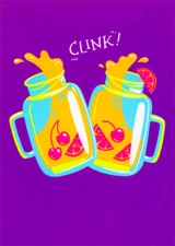 Designer Greetings Two Mugs with Fruity Drinks Cheer Card