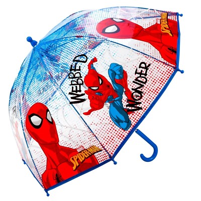 Marvel Spiderman Kuppel Regenschirm transparent POE 9717 Jungen Mädchen Kinder