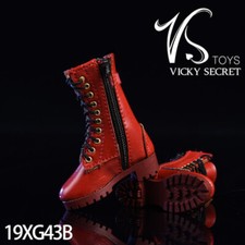 Fire Girl Toys 19XG43B 1/6 Red Hollow Zipper Boots Model Fit 12'' Female Body