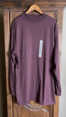 NWT DULUTH TRADING CO Men s XL Burgundy  Mock Neck Relaxed Fit L/S  Longtail T