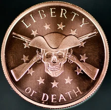 1 oz 2025 "Liberty or Death" .999 Fine Copper Round, BU Mint Fresh Condition