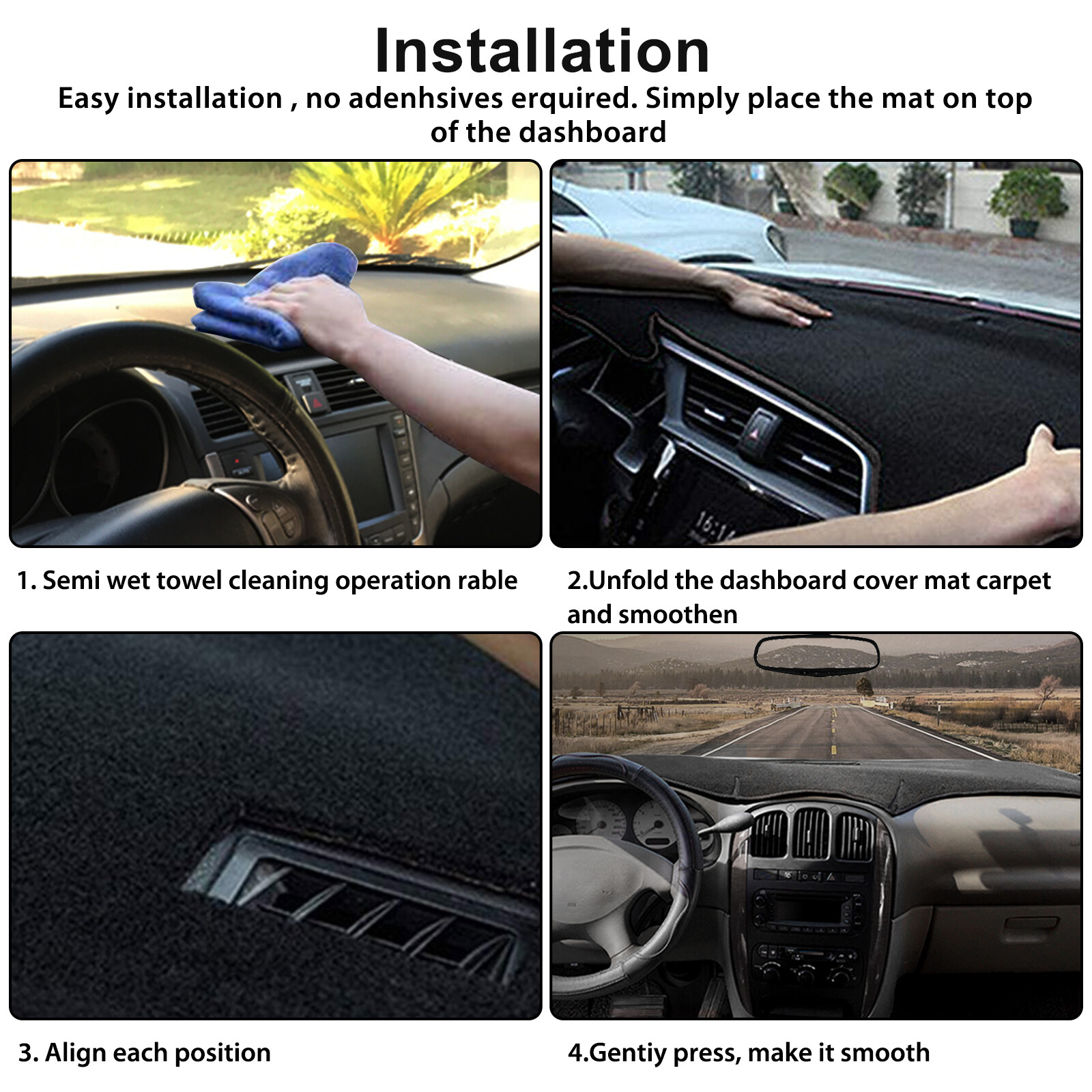 Black Felt Dash Cover Mat For Dodge Ram 1500 2500 3500 (1994-1997)