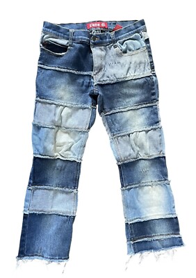 Vintage Zana Di Patchwork Denim Jeans Cropped Y2K Hippie Boho Raw Fringe  Size