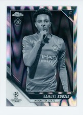 2021-22 Samuel Edozie Topps Chrome Raywave Refractor Manchester City Rookie Card. rookie card picture