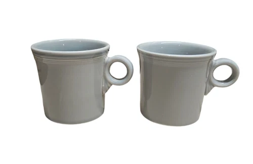 Fiestaware Pearl Gray Coffee Mugs Fiesta Tom Jerry O Ring Homer Laughlin Set 2