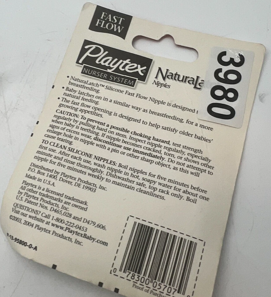 Pezones de silicona Playtex Nurser Nurser NaturaLatch 2004 flujo rápido nuevo abierto Foto 4 de 4