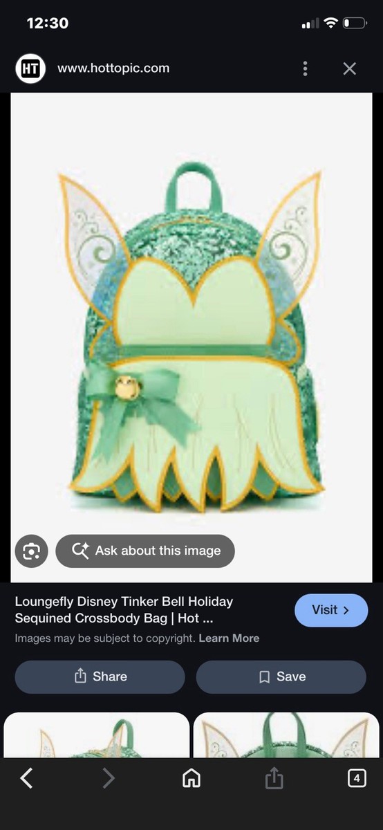 Peter Pan Tinker Bell Holiday Cosplay Sequin Mini Backpack Loungefly Peter Pan Tinker Bell Holiday Cosplay Sequin Mini  main image 3