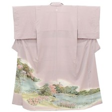 Vintage Japanese Kimono Silk Jacket Iro-Tomesode  Purple Houmongi tt1041b 