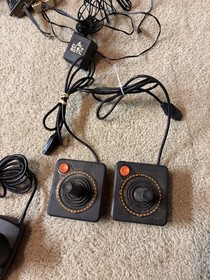 Atari 2600 Vader Black Console Bundle Controllers Cables AstroBlast UNTESTED
