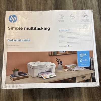 HP Deskjet Plus 4155 All-in-One Printer - White~New In Box